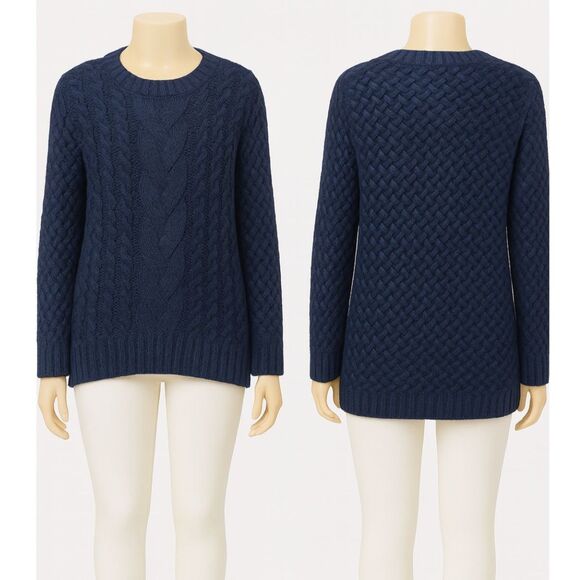 Devoted Women's Blue Long Sleeve Cable Knit Crewneck Pullover Sweater med meaure - Picture 1 of 7